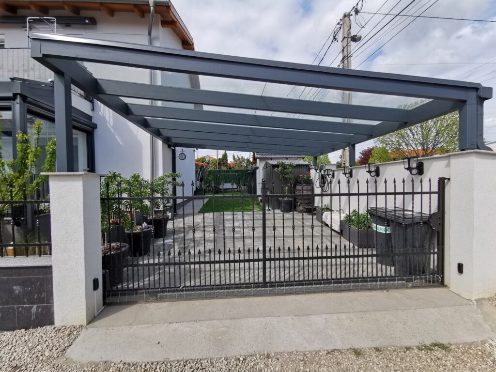 Carport with glass roof