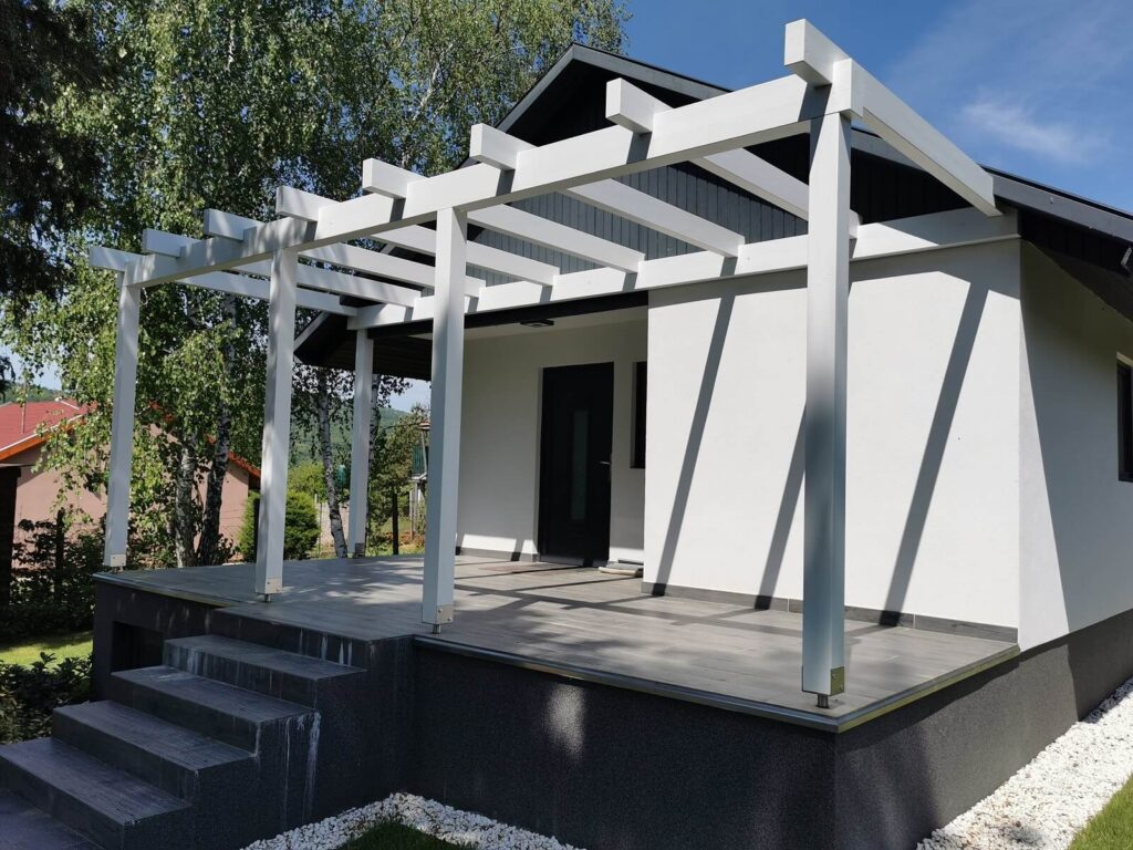 Clean white pergola