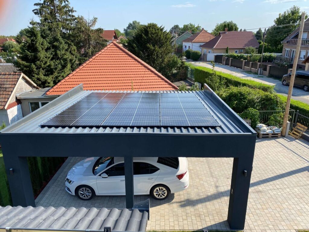 modern carport with solar panels