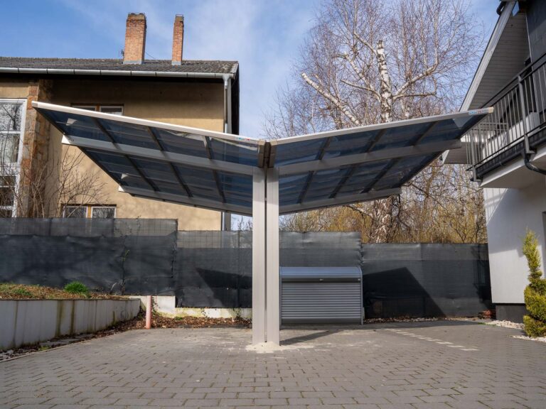 Deluxe Building Ximax Linea dupla Y autóbeálló rozsdamentes acél színben
