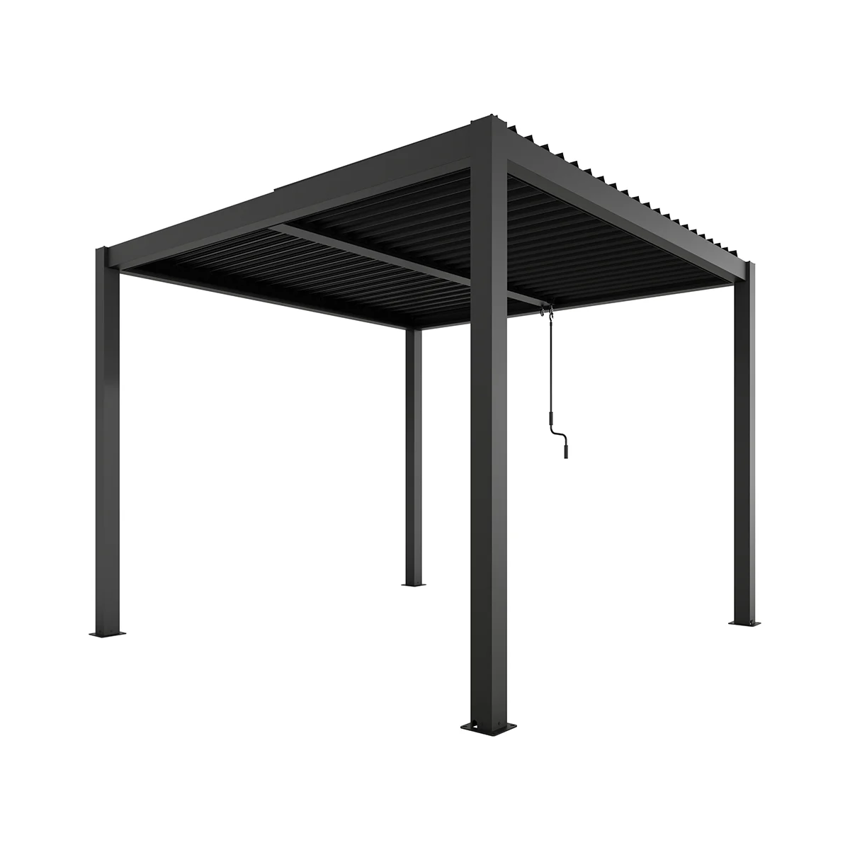 XIMAX pergola 3x3m, szabadon álló alumínium pergola, antracit színben, lamellás tető, manuális működtetés, Deluxe Building 01