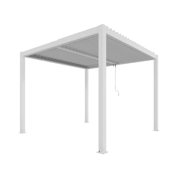 XIMAX pergola 3x3m, szabadon álló alumínium pergola, fehér színben, lamellás tető, manuális működtetés, Deluxe Building 01