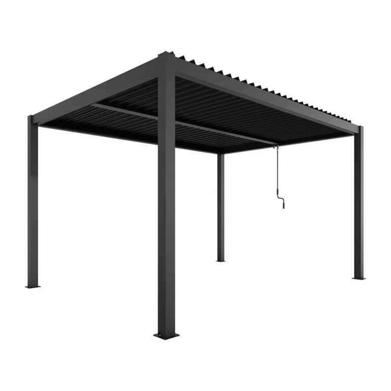 XIMAX pergola 3x4m, szabadon álló alumínium pergola, antracit színben, lamellás tető, manuális működtetés, Deluxe Building 01
