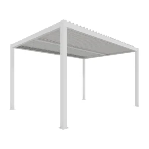 XIMAX pergola 3x4m, szabadon álló alumínium pergola, fehér színben, lamellás tető, elektronikus működtetés, LED világítás, Deluxe Building 01