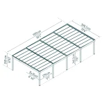 Palram Oslo, kész kocsibeálló, alumínium autóbeálló, dupla beálló 6129, Deluxe Building 3