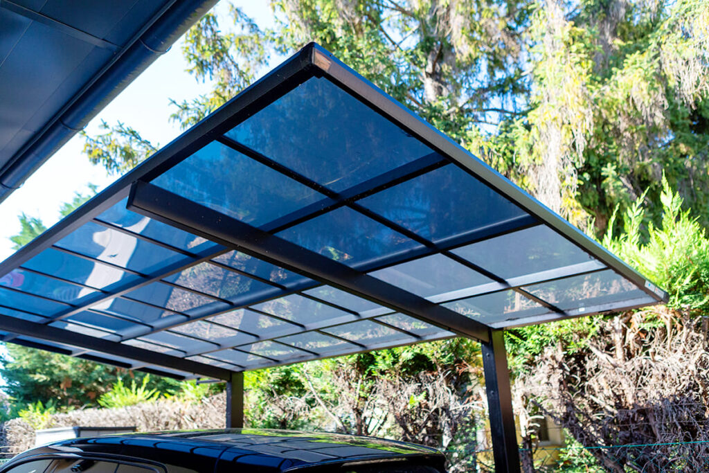 Ximax Linea, alumínium kocsibeálló, kész autóbeálló, előregyártott, szűk udvarra, kis helyre, Deluxe Building