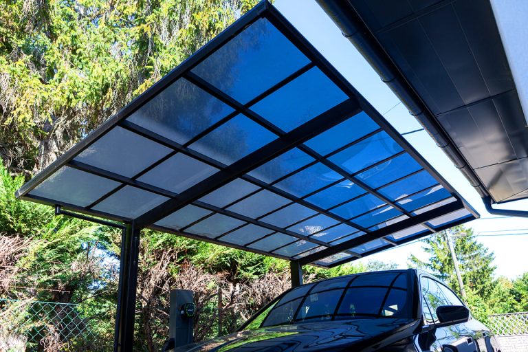 Ximax Linea fekete szimpla beálló, kész kocsibeálló, alumínium autóbeálló, Deluxe Building 03