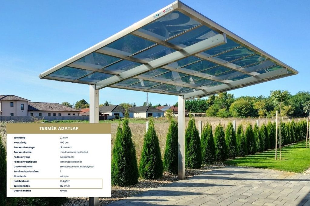 Ximax Linea, ész kocsibeálló, alumínium autóbeálló, előregyártott kocsibeálló, műszaki adatok, Deluxe Building