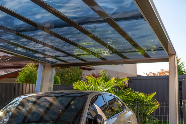 Ximax Myport szimpla beálló, alumínium autóbeálló, kész kocsibeálló, rozsdamentes acél szín, Deluxe Building 06