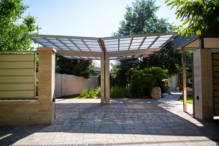 Ximax Neo dupla Y, kész kocsibeálló, alumínium autóbeálló, két beállásos, Deluxe Building, 02