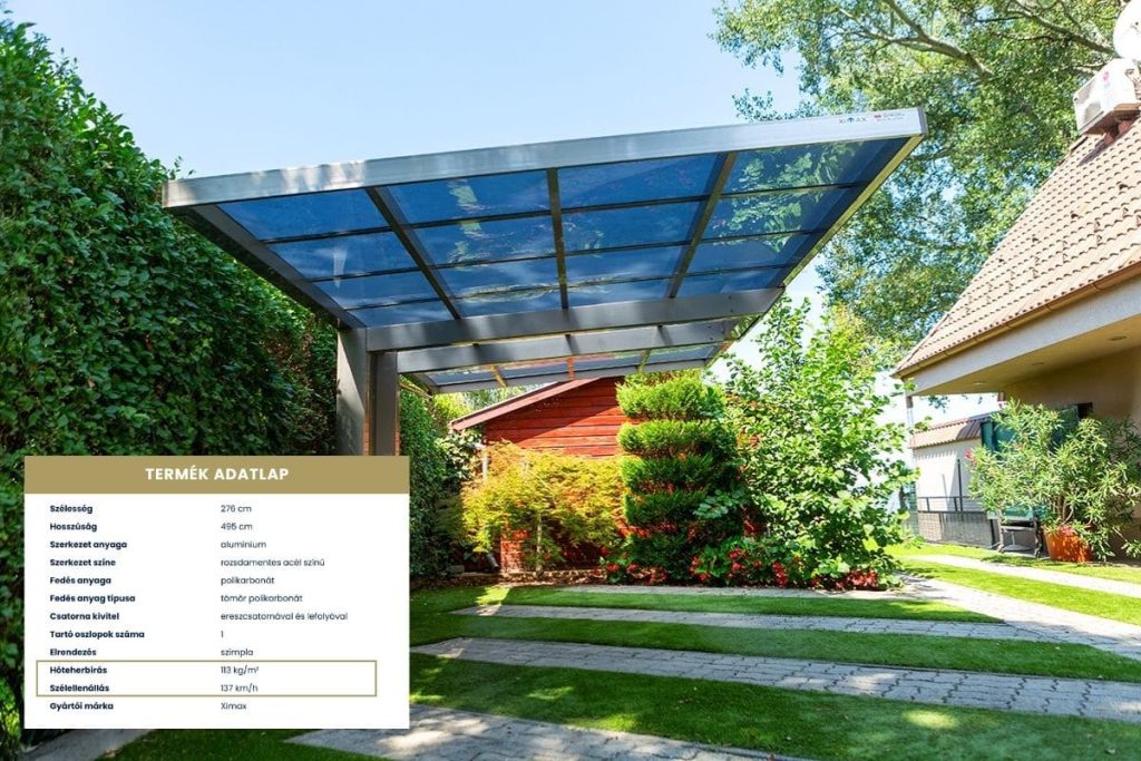 Ximax Neo, kész kocsibeálló, alumínium autóbeálló, előregyártott kocsibeálló, műszaki adatok, Deluxe Building