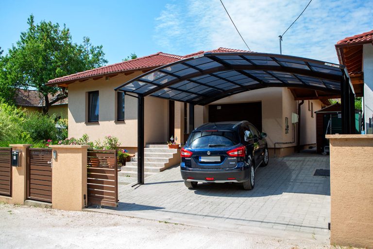 Ximax Portoforte dupla M, kész kocsibeálló, alumínium autóbeálló, két állásos, Deluxe Building 05