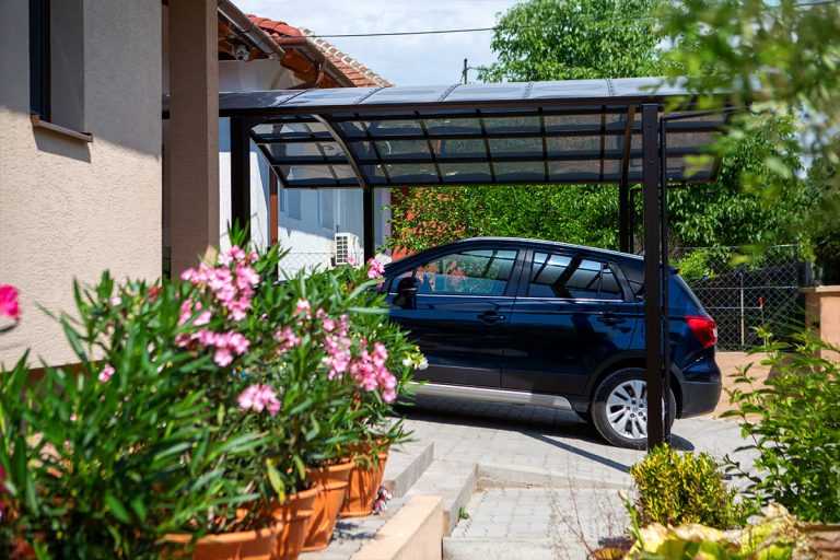 Ximax Portoforte dupla M, kész kocsibeálló, alumínium autóbeálló, két állásos, Deluxe Building 06