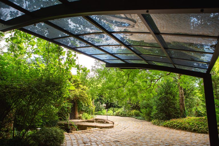 Ximax Portoforte matt barna, kész kocsibeálló, alumínium autóbeálló, egy állásos, Deluxe Building 04