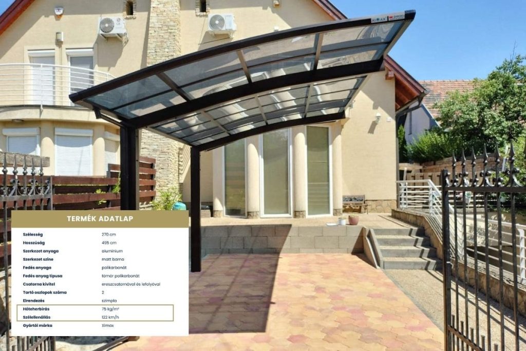 Ximax Portoforte, kész kocsibeálló, alumínium autóbeálló, előregyártott kocsibeálló, műszaki adatok, Deluxe Building