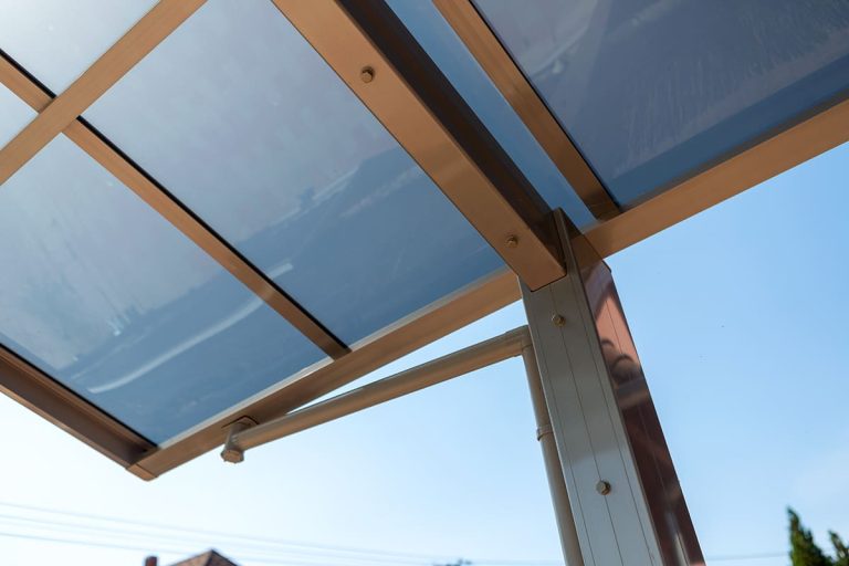 Ximax Portoforte rozsdamentes acél színben, kész kocsibeálló, alumínium autóbeálló, egy állásos, Deluxe Building 04