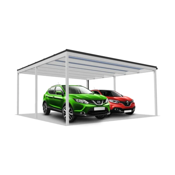 DQ-A-D6x5-04-P00, Deluxe Quick, alumínium kocsibeálló, polikarbonát fedés, két állásos beálló, Deluxe Building