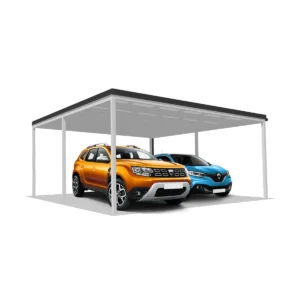 DQ-A-D6x5-04-T00, Deluxe Quick, alumínium kocsibeálló, trapézlemez fedés, két állásos beálló, Deluxe Building