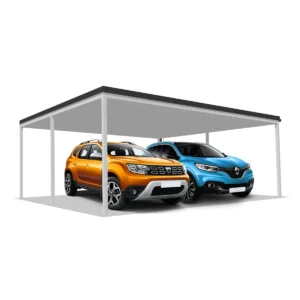 DQ-A-D6x6-04-T00, Deluxe Quick, alumínium kocsibeálló, trapézlemez fedés, két állásos beálló, Deluxe Building