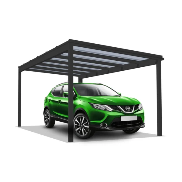 DQ-A-S6x3-03-P00, Deluxe Quick, alumínium kocsibeálló, polikarbonát fedés, egy állásos beálló, Deluxe Building