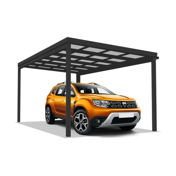 DQ-A-S6x3-03-T00, Deluxe Quick, alumínium kocsibeálló, trapézlemez fedés, egy állásos beálló, Deluxe Building