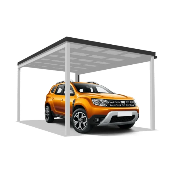 DQ-A-S6x3-04-T00, Deluxe Quick, alumínium kocsibeálló, trapézlemez fedés, egy állásos beálló, Deluxe Building