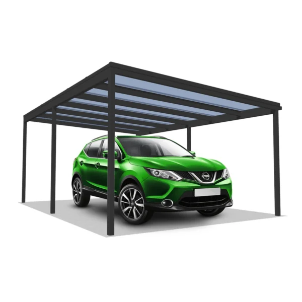 DQ-A-S6x4-03-P00, Deluxe Quick, alumínium kocsibeálló, polikarbonát fedés, egy állásos beálló, Deluxe Building