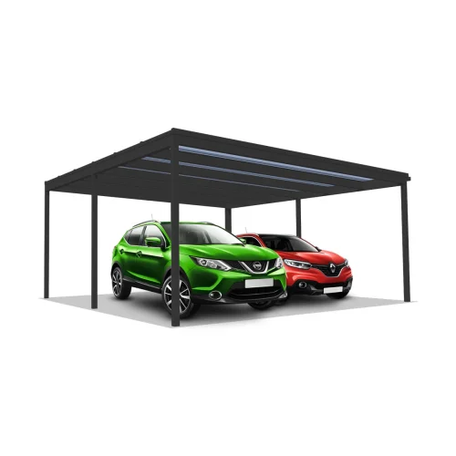 DQ-A-D6x5-03-P00, Deluxe Quick, alumínium kocsibeálló, polikarbonát fedés, két állásos beálló, Deluxe Building