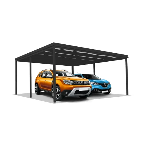 DQ-A-D6x5-03-T00, Deluxe Quick, alumínium kocsibeálló, trapézlemez fedés, két állásos beálló, Deluxe Building