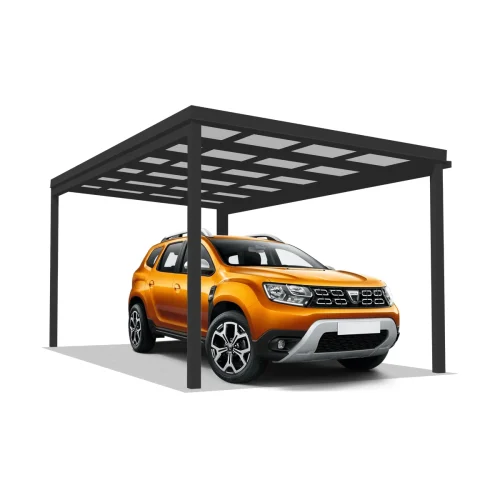 DQ-A-S6x3-03-T00, Deluxe Quick, alumínium kocsibeálló, trapézlemez fedés, egy állásos beálló, Deluxe Building