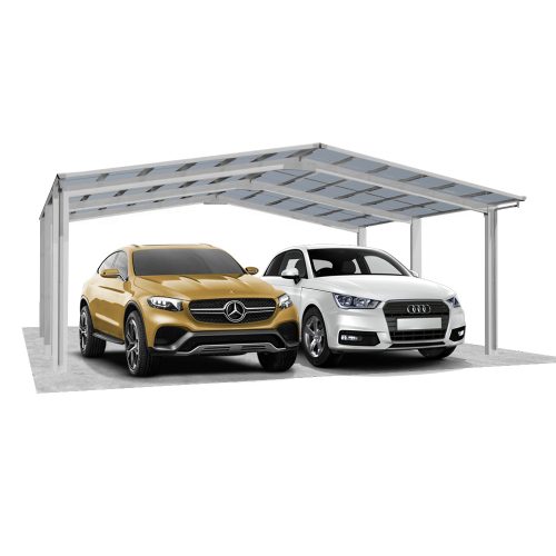 XIMAX Linea 110 - dupla M "rozsdamentes acél" színű autóbeálló - 495 x 546 cm