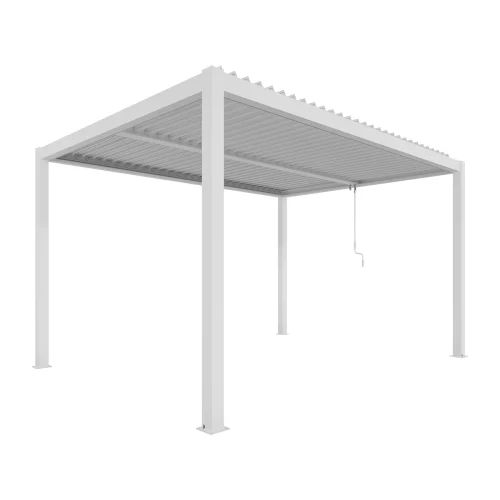 XIMAX pergola 3x4m, szabadon álló alumínium pergola, fehér színben, lamellás tető, manuális működtetés, Deluxe Building 01