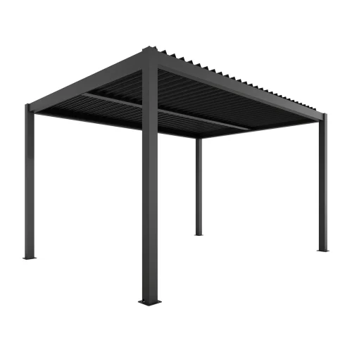XIMAX pergola 3x4m, szabadon álló alumínium pergola, antracit színben, lamellás tető, elektronikus működtetés, LED világítás, Deluxe Building 01